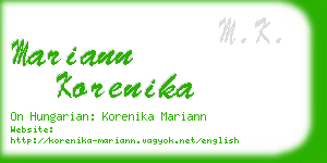 mariann korenika business card